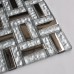 Silver Stainless Steel Backsplash Clear Crystal Glass Tile Metal Mosaic Random Wave Pattern