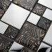 Metallic Backsplash Tiles Silver 304 Stainless Ice Crack Metal and Crystal Glass Blend Mosaic Wall