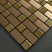 Metallic Mosaic Tile Backsplash Strip Brushed Gold Aluminum Square Dark Brown Stainless Steel Blend