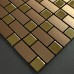 Metallic Mosaic Tile Backsplash Strip Brushed Gold Aluminum Square Dark Brown Stainless Steel Blend