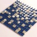 Dark Blue Glass Mosaic Glossy Tile Resin Shell Gray Stone Backsplash Bathroom Wall Tiles