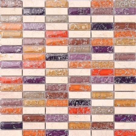 Stone Glass Mosaic Sheets Strip Tiles Marble Tile Backsplash Crackle Glass Wall Tiles K8843b