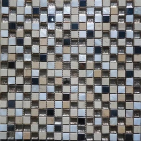 Stone Backsplash Tile 3/5" Metal Glass Shower Mosaic Tile Mother Of Pearl Wall Decor