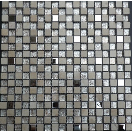 Stone Wall Mosaic Glass Metal Kitchen Backsplash Tiles 3/5" Small Tile Squares Mirror
