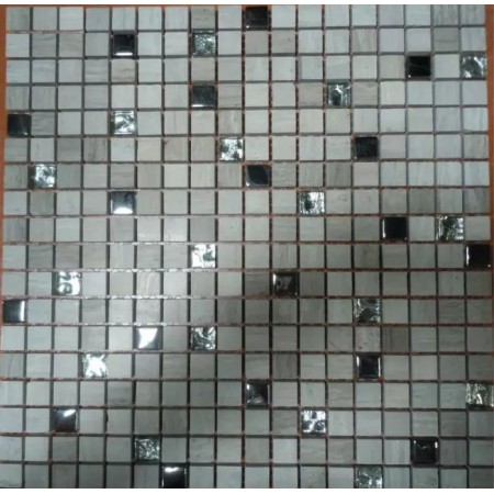 Hand Painted Stone Wall Mosaic Glass Metal Backsplash Tiles 3/5" Small Tile Squares