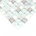 Glass and stone mosaic silver glass tiles white stone wall tile iridescent glass mosaics HM0007