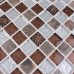 Stone and Glass Mosaic Tile Square Brown Pattern Washroom Wall Marble Backsplash Floor Tiles VA001