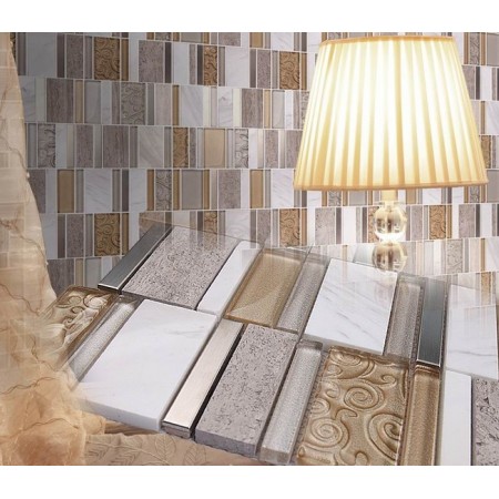 Stone and Glass Mosaic Sheets Stainless Steel Backsplash Cheap Metal Wall Tiles Natural Marble Tile Backsplash Tile sd13