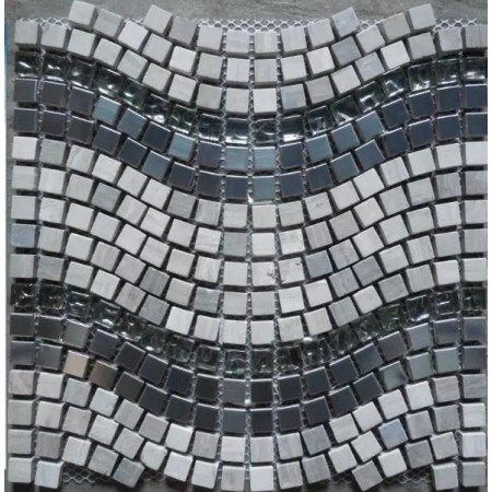 Mosaic Stone Wall Mural Wave Metal Glass Crystal Backsplash Bathroom Designs