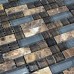 Natural Stone with Hand Painted Glass Mosaic Sheets Emperador Dark Marble Tile Backsplash Wall Kitchen SG077