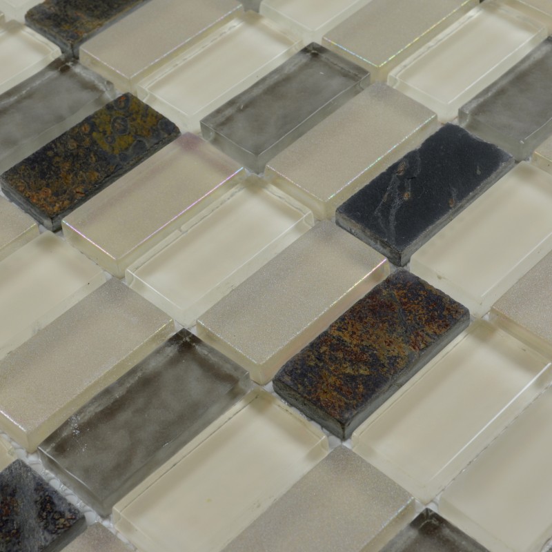 Stone glass mosaic tilessmoky mountain straight joint with marble ...