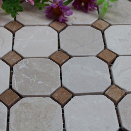 Stone Mosaic Tile Square Brown Patterns Washroom Wall Marble Kitchen Backsplash Floor Tiles SGS08D-02