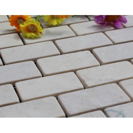 Natural Stone Mosaic Tiles Subway Patterns Bathroom Wall Cream Marble Backsplash Kitchen Floor Tiles SGS76-2525B