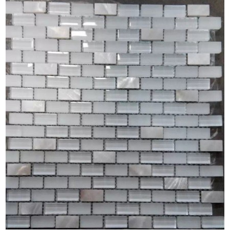 Mother Of Pearl Glass Tile Mirrored Subway Tiles Decorative White Tile Backsplash