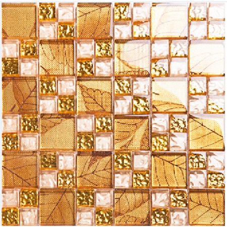 gold hand painted glass tile crystal mirror tiles wall backssplash cheap bar table backsplashes tiles KLGT08