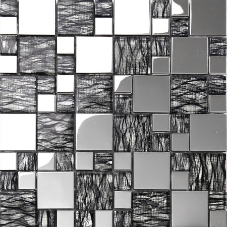 black art hand painted design glass mosaic tile silver metal coating glass tile backsplashes KQYT124