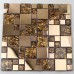 Gold Glass Mosaic Tile Backsplash Stainless Steel with Base Metal and Clear Crystal Tiles