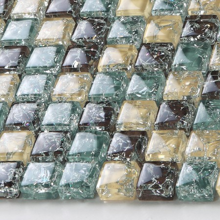 Yellow Crackle Glass Mosaic Tiffany Blue Crystal Backsplash Brown Ice Cracked Bathroom Tiles