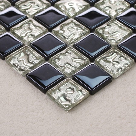 Vitreous Mosaic Tile Crystal Glass Backsplash Washroom Design Plated Dining-rooom Wall Tiles 8125