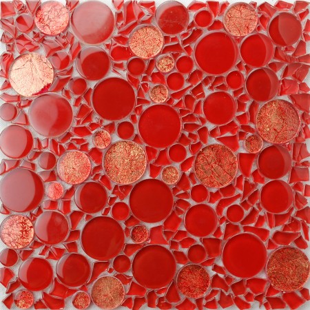 Vitreous Mosaic Tile Crystal Glass Backsplash Kitchen Penny Round Glass Tiles Bathroom Wall KLG004