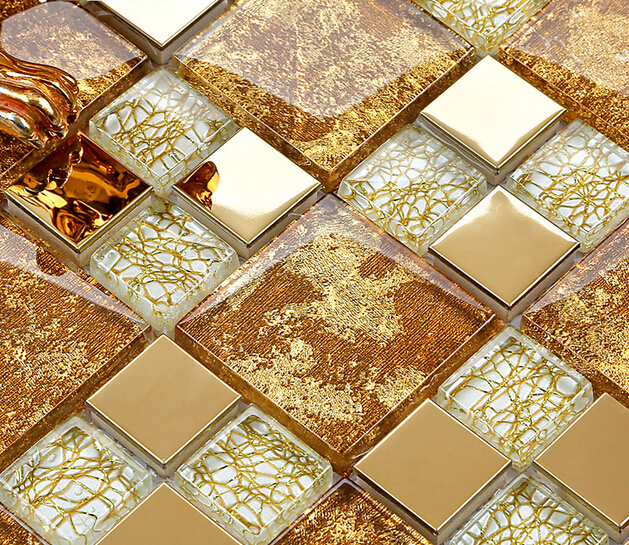 gold crystal glass tile mosaic 