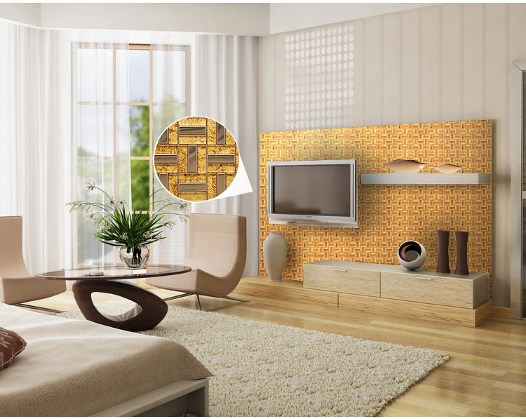 304 stainless steel metal glass mosaic tiles living-room backsplash stickers - c37