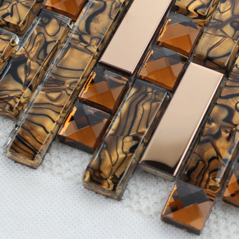 crystal glass metal blend tile mosaic -1628
