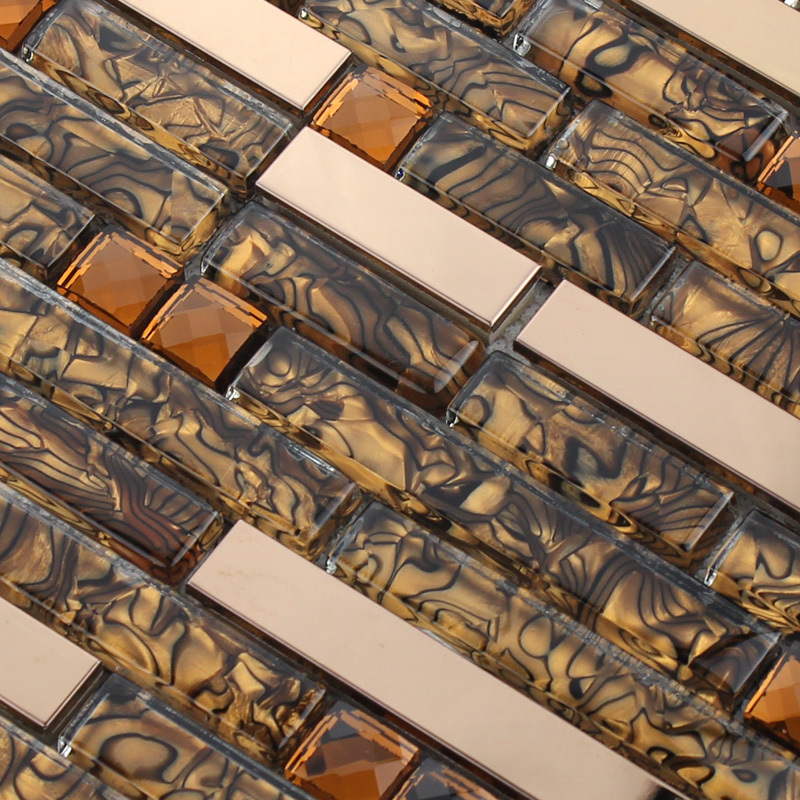 crystal glass metal blend tile mosaic - 1628