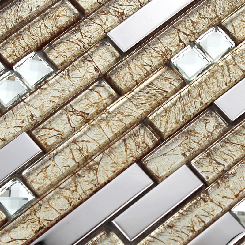  crystal glass metal blend tile mosaic - 1628