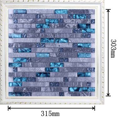 dimensions of grey stone strip glass blend mosaic glass tile - n008