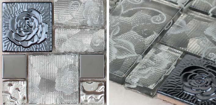 front of the metallic tile stainless steel glass blend - hc-140