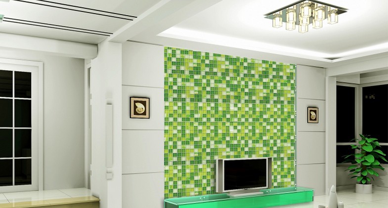 glass mosaic tile crystal TV backsplash green wall tiles - yf-mtlp22