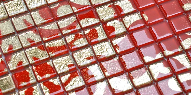 Crystal Glass Tile Red Puzzle Mosaic Tile Murals Crystal