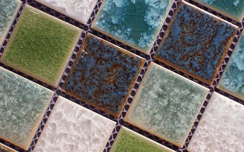 porcelain crackle glass mosaic floor tile - adt56