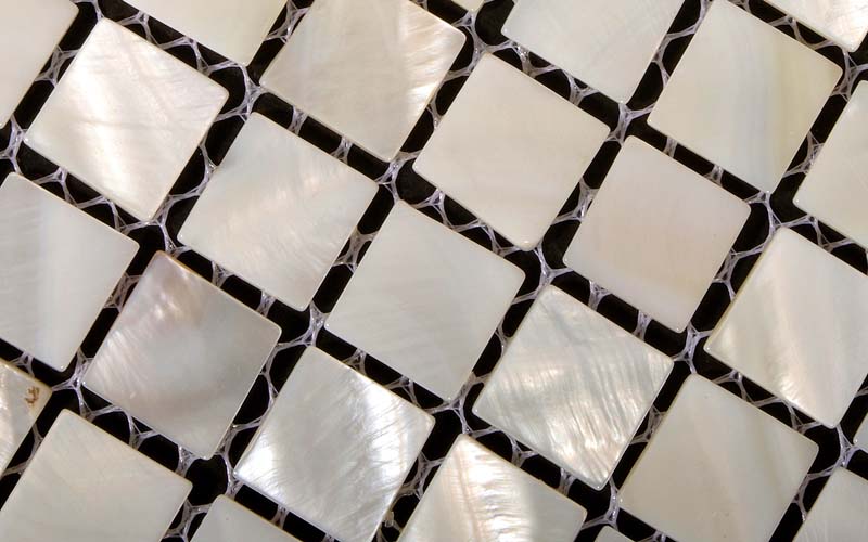 square seashell mosaic tile wall backsplash kitchen - st001