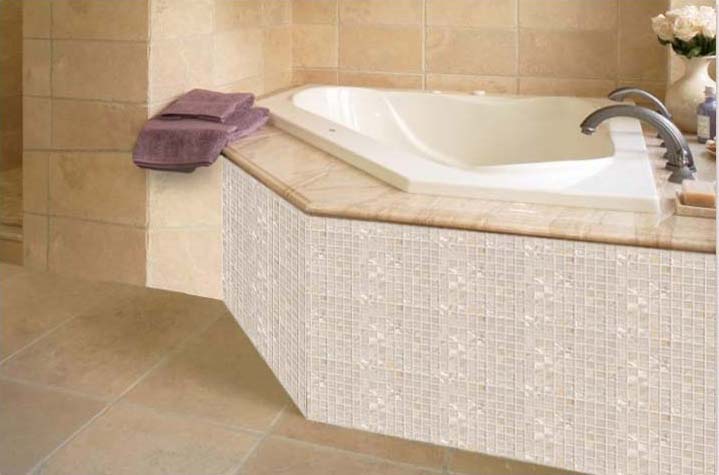 square shell tile shower wall mosaic - st001