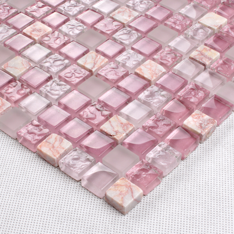 stone glass mosaic tile pink wall sticker - k1638