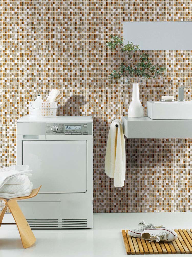 stone mosaic tile sheet crackle glass bathroom wall sticker - stbl305