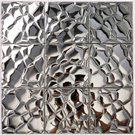 Metallic Mosaic Tile Silver Square Aluinum Metal Wall Decoration Dining Room Stainless Steel Backsplash 6707