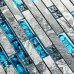 Gray and Teal Backsplash Tile, Striped Marble & Glass Mosaic for Kitchen, Bathroom and Shower Walls