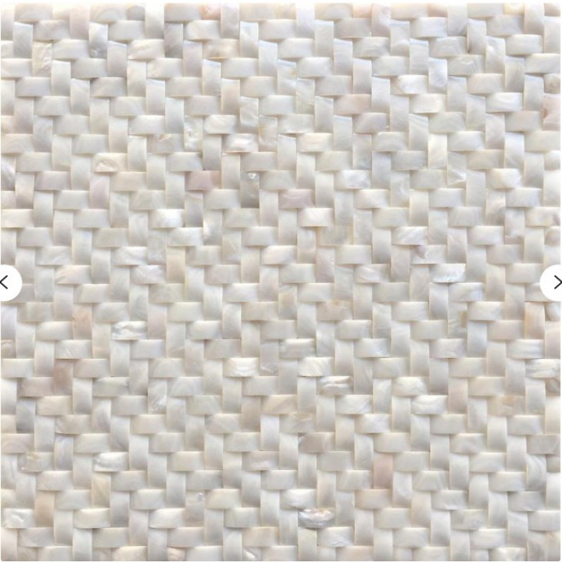 White Mother of Pearl Arched Tile Backsplash Herringbone Shell Mosaics