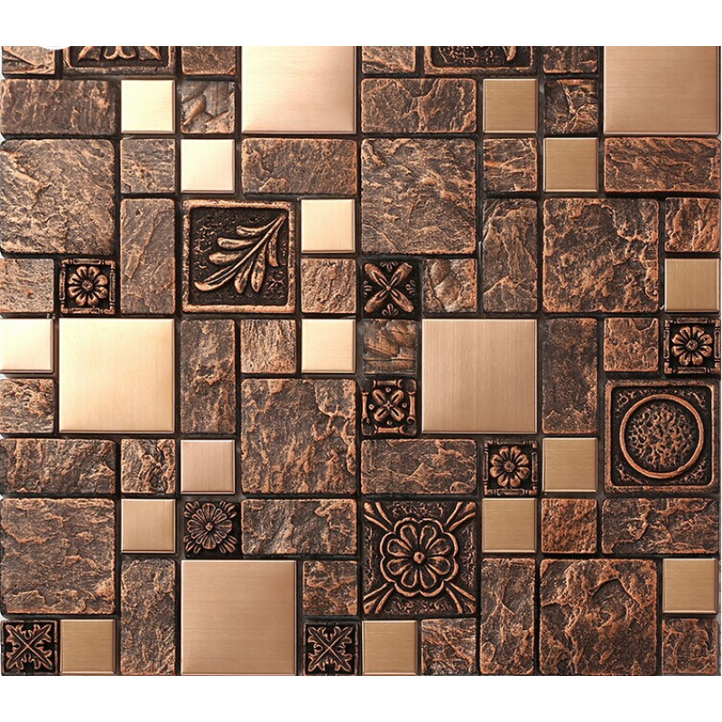 Wholesale Brown porcelain stainless steel tiles art wall backsplash