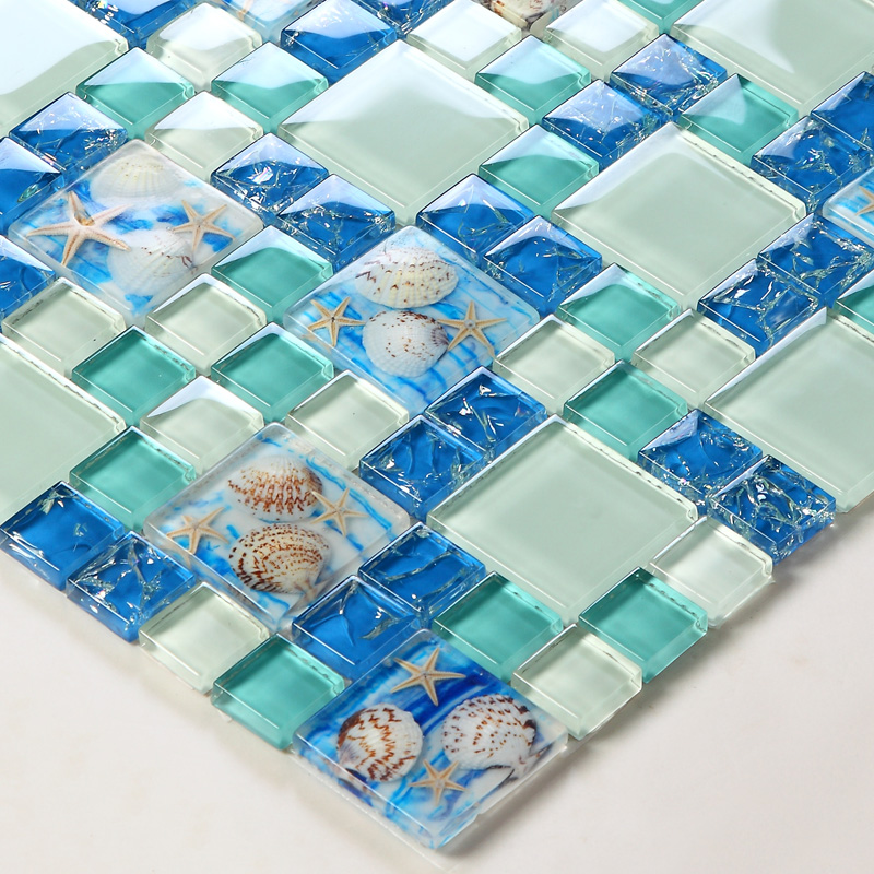 Sea Blue Glass Shell Resin Chips Beach Style Green Aqua Le Wall - Sea Glass Backsplash Diy Sea Blue Glass Shell Resin Chips Beach Style Green Aqua Le Wall - Sea Glass Backsplash Diy