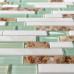 Sea Green Glass Coastal Kitchen Backsplash Beach House Style Bathroom White Stone & Resin Conch Tile