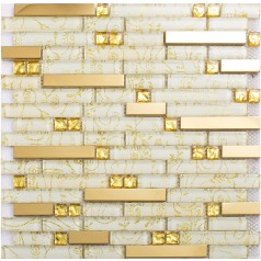 crystal glass tiles gold stainless steel tile kitchen wall backsplash interlocking tile diamond mosaic 