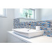 Teal Blue Glass Backsplash Tiles Gray Marble 1" x 2" Subway Tile Bathroom Shower Wall Accent Tile