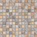 Clear Glass and Stone Mosaic Bathroom Tiles Square Rose Gold Stainless Steel Tile Backsplash