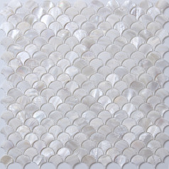 Fish Scale Shaped Shell Mosaic Tile 1" White Mother of Pearl Wall Backsplash MPS101