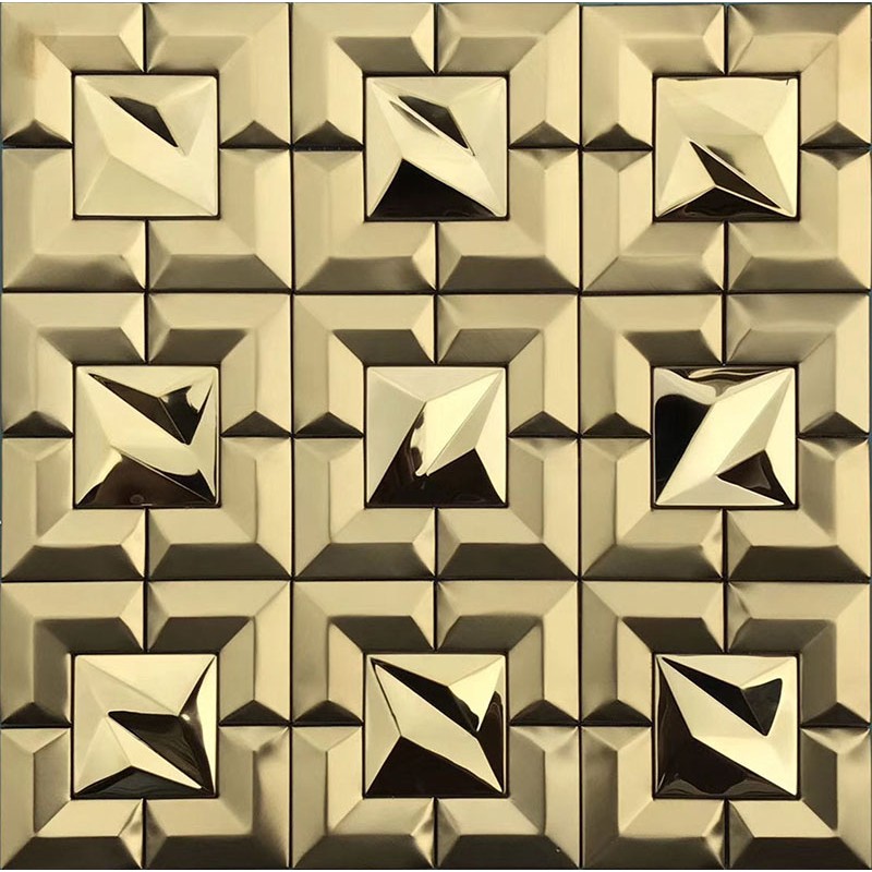 Gold Stainless Steel Tile Backsplash Mosaic Metal Wall Gold 304 Stainless Steel Tile Backsplash Mosaic Metal Wall Xgss02