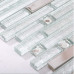 Silver Stainless Steel Tile Crystal Glass Backsplash Interlocking Pattern Kitchen and Bathroom Tiles